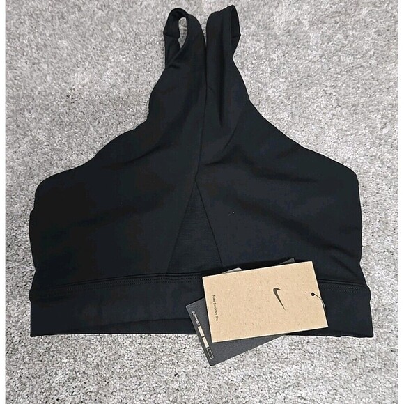 Nike Dri-Fit Swoosh Trainings Sports Bra Medium Support Black Women's Size XS - Picture 5 of 8